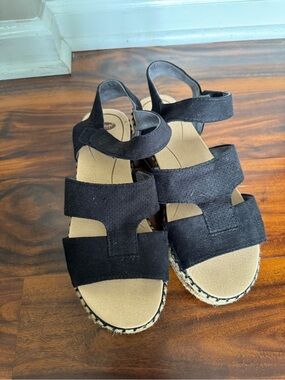 Dr. Scholl's Black Espadrille Sandal with Ankle Strap